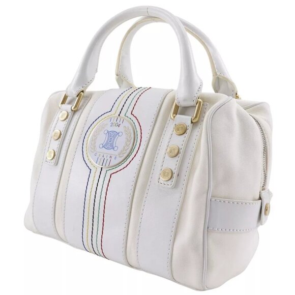 CELINE Mini Boston Handbag 2004 Athens Olympics Limited White Nylon canvas... - Picture 3 of 12